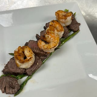 Hanger Steak W/ Grilled Shrimp